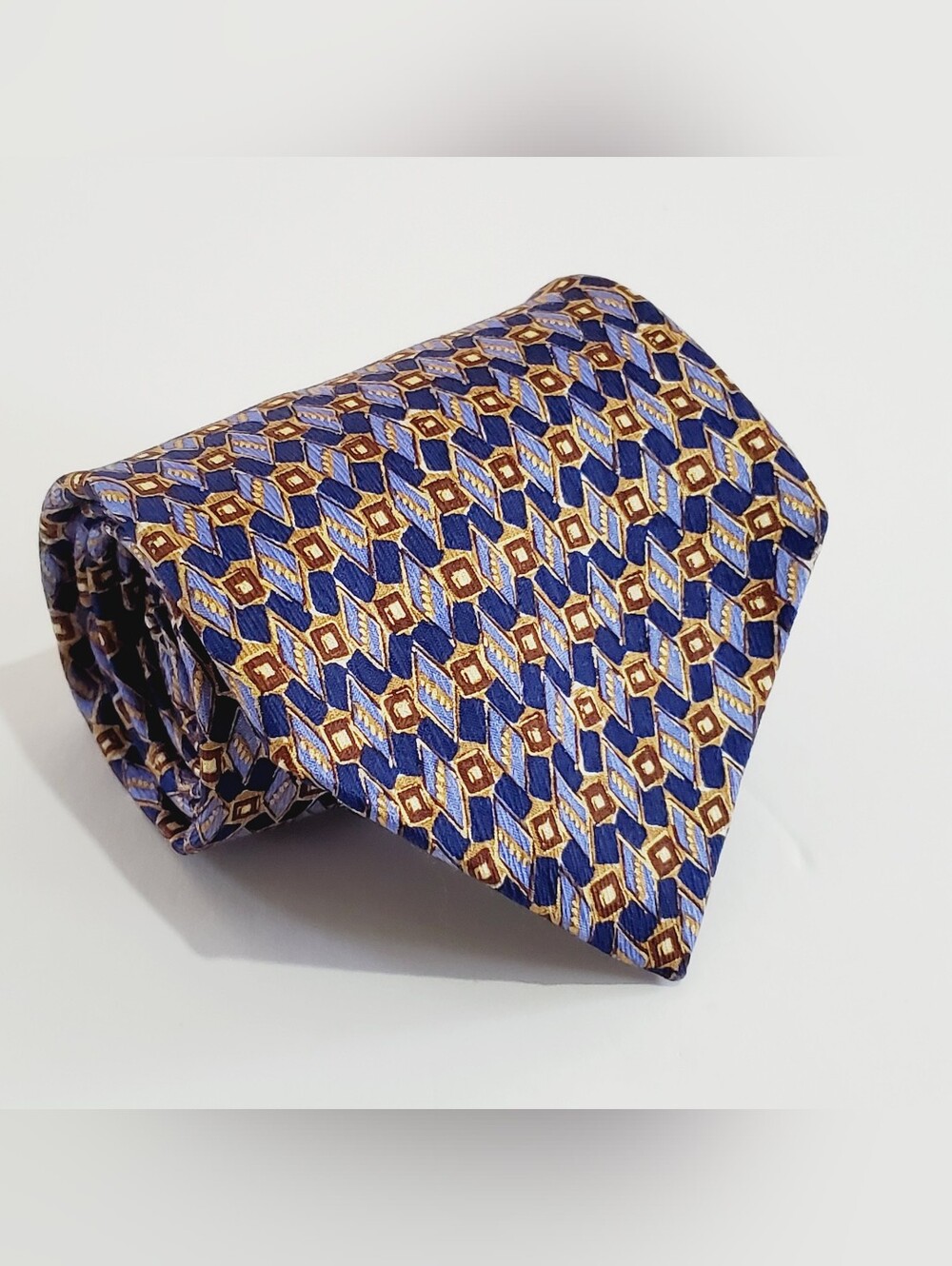 Geoffrey Beene Multicolor Geometric Pattern Men's Silk Neck Tie 57x4"